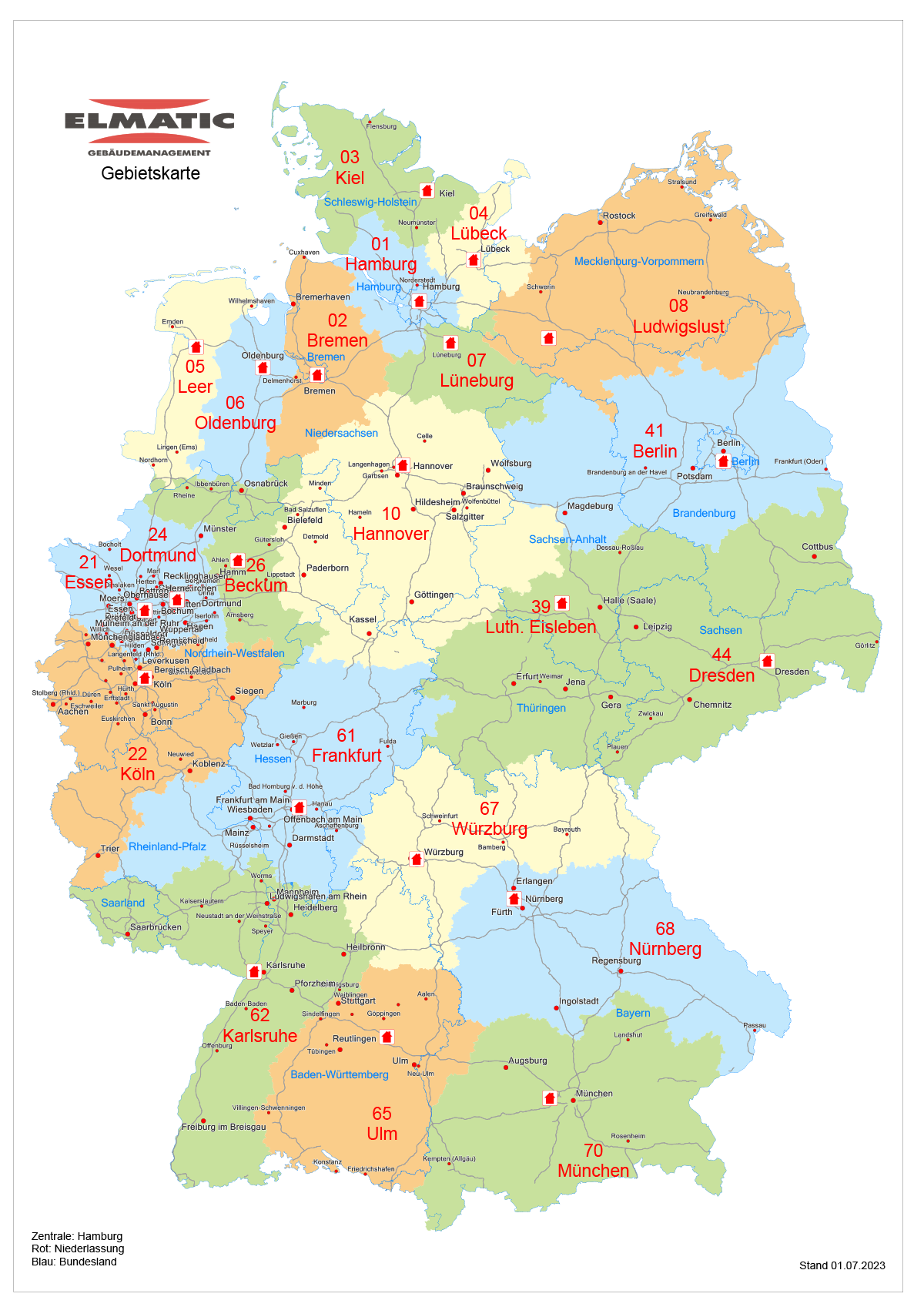 Alle ELMATIC-Niederlassungen auf einen Blick